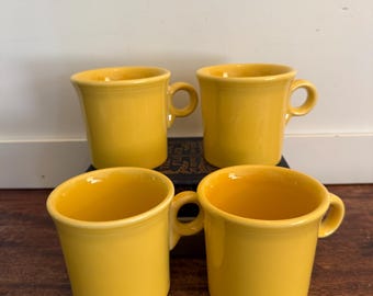 Fiesta Classic Ring Handle Mugs in Daffodil yellow, Set of 4