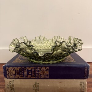 Vintage Fenton Green Thumbprint Colonial Bonbon/Candy Dish,