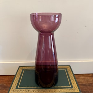 Vintage Bulb Forcing Hyacinth Glass Vase Purple Blown Optic, 8 1/4&quot; Tall, German