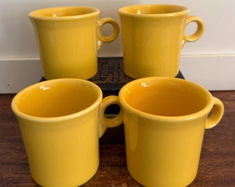 Fiesta Classic Ring Handle Mugs in Daffodil yellow, Set of 4