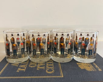 Rare Couroc of Monterey signed Cowboy Shot Glasses