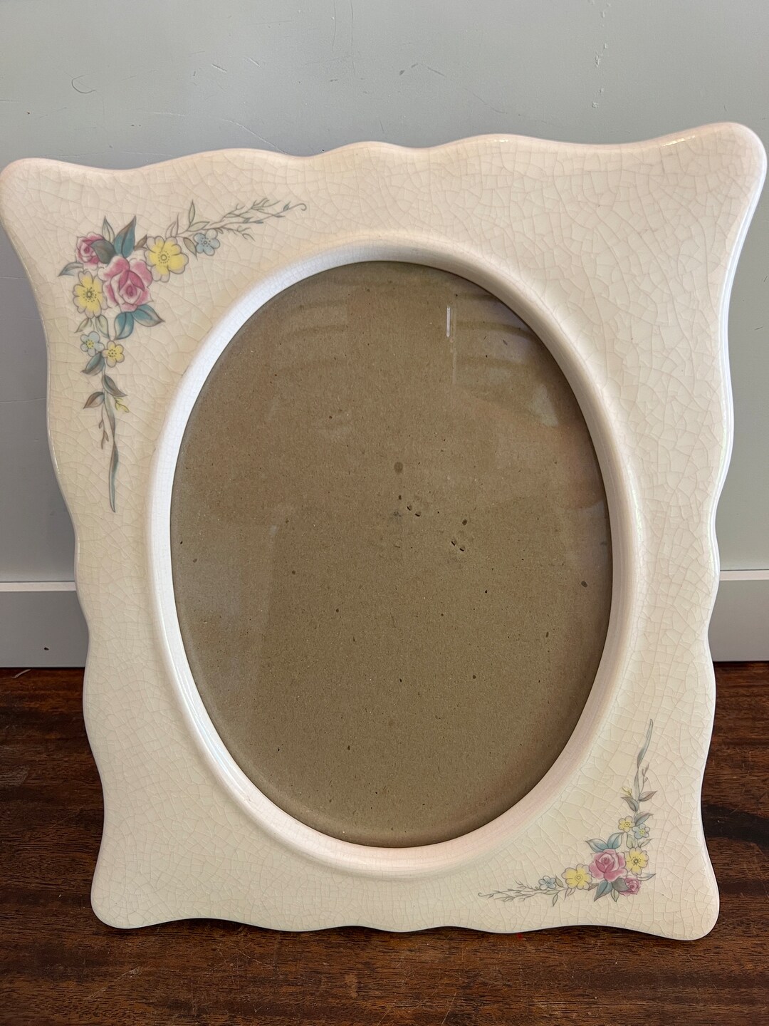 Gorgeous Vintage Ceramic Picture Frame, Large Romantic Floral Design ...