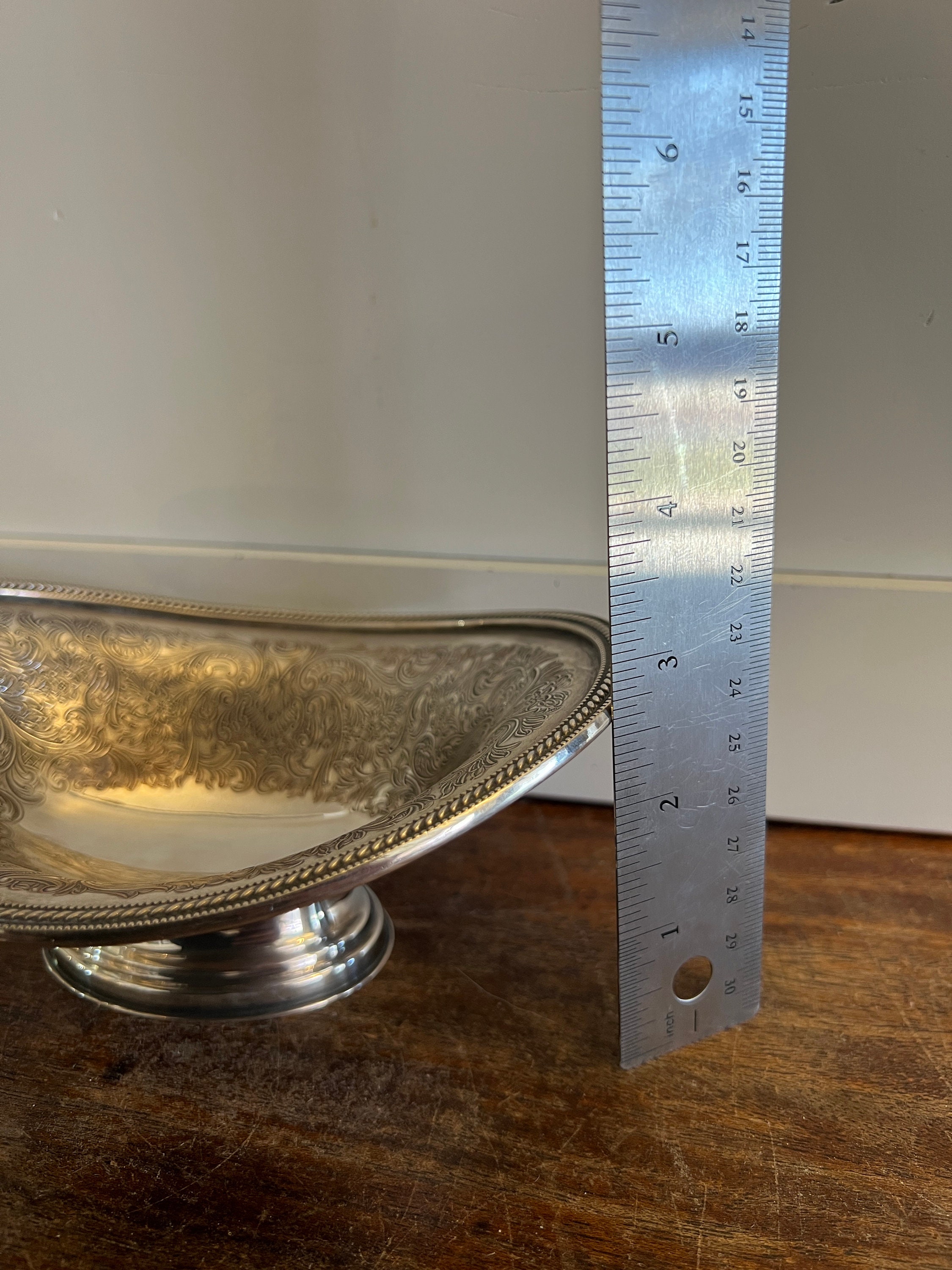 ♥Barker Ellis　スターリングシルバー ミニディッシュ VTG Ellis Barker Silverplate Oval Pedestal Dish Bowl W/menorah