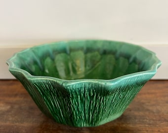 California Pottery USA #P8 Green Drip Glaze Paneled 7" Planter/Pot
