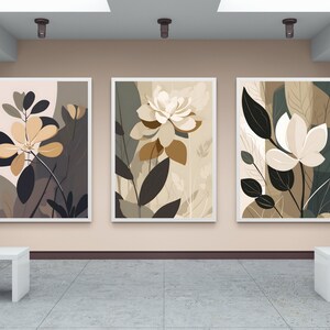 3 of Minimalist illustration of boho style flowers, Digital Wall Print, Digital Download Print, Large Printable Art, Digital Print