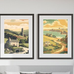 2 of vintage travel poster inspired by Welsh landscapes,  Digital Wall Print, Digital Download Print, Large Printable Art, Digital Print