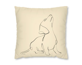 Natural Tan Faux Suede Square Pillow Case | Dachshund Weiner Dog Outline | Throw Pillow Cover | Accent Pillow | Home Decor