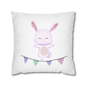 Circus Baby Bunny Watercolor Pillow Cover | Nursery Decor | Girls Room Decor | Accent Pillow