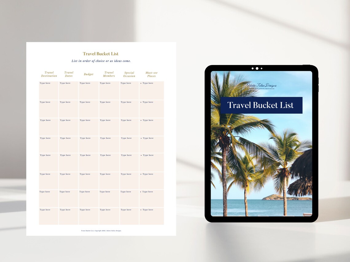 Travel Bucket List Template for CANVA, Canva List, Editable Template