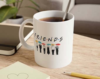 Caneca de cerâmica branca do programa de TV Friends, 11 onças