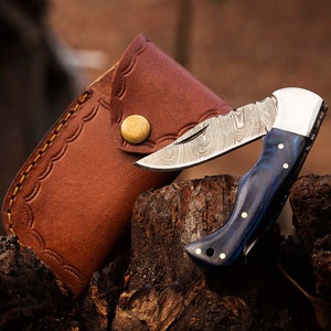 Personalized Handmade Damascus Pocket Folding Knife 6.5&quot;, Folding Knive, Groomsmen Gift, Gift for Men, Thanksgiving Gift, Christmas Gift USA
