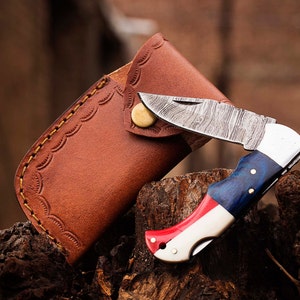 Coltello tascabile pieghevole personalizzato fatto a mano in Damasco con bandiera del Texas, regalo per fidanzato, anniversario, regalo per il Ringraziamento, regalo di Natale, regalo per fidanzato