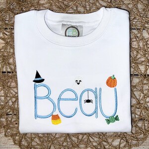 Personalized Embroidered Boy&#39;s Halloween T-Shirt: Mini Halloween Designs