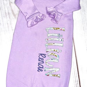 Embroidered Infant Gown, Personalized, Baby Girl
