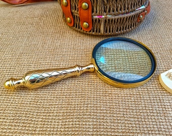 Brass Vintage Reading Magnifying Glass for Map, Newspaper, Documents, Collectible Magnifier, Anniversary Gift, Graduation Gift, Gift For Him