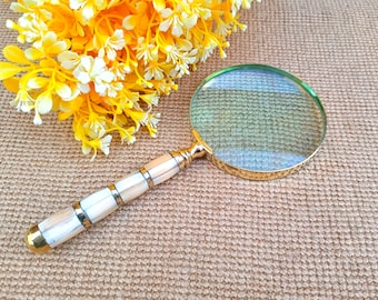 Reading Magnifier Brass Magnifying Glass for Map, Newspaper, Documents, Vintage Collection, Anniversary Gift, Graduation Gift, Gift For Him