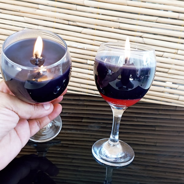 Wine Glass Candles Etsy