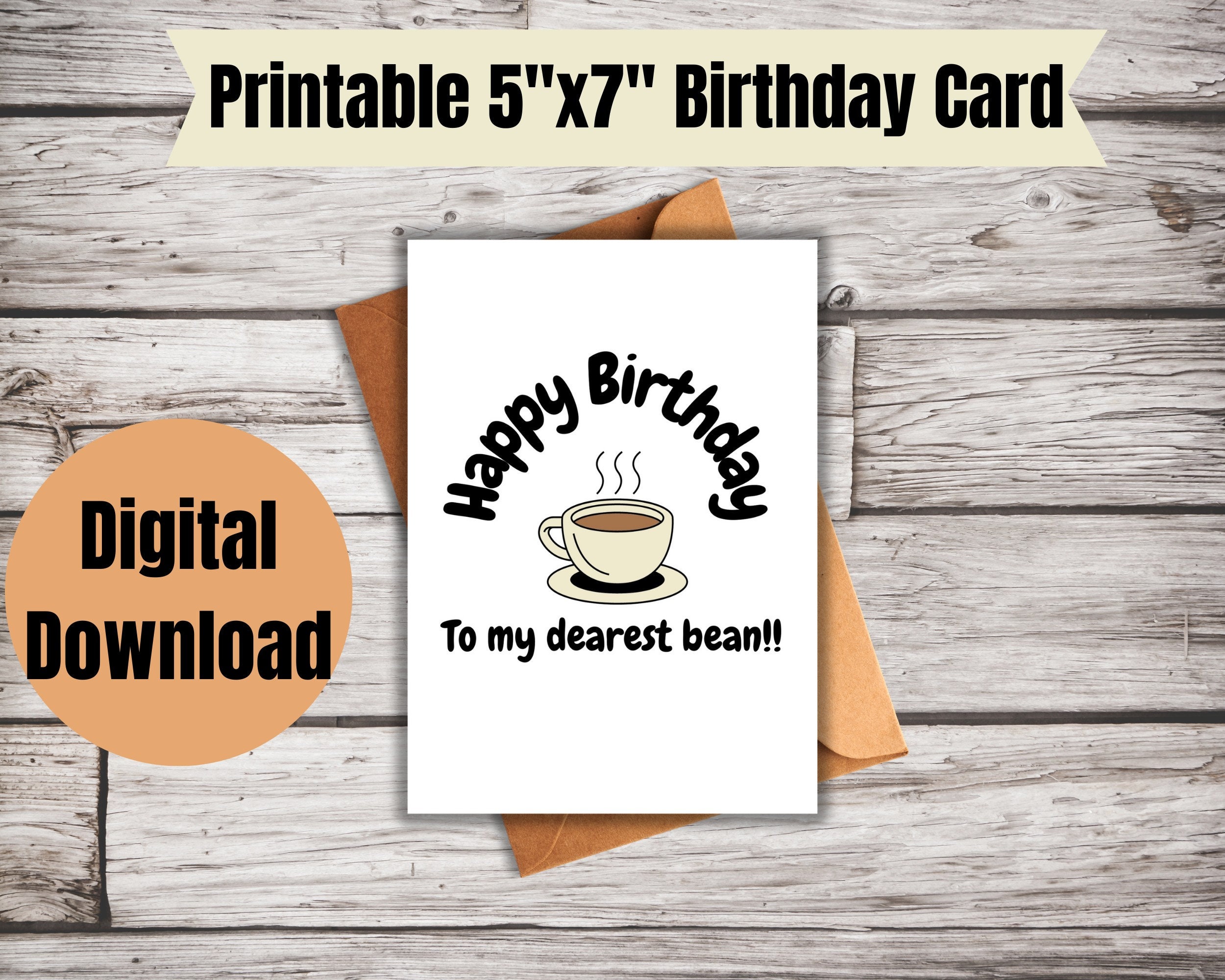 Coffee Lovers Greeting Card, Happy Birthday, White Card Stock, 5 X 7 White  Envelope, Gift for Coffee Drinkers, Caffeinated, Mugs, Donuts. 