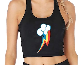 Rainbow Dash Graphics Cutie Sexig Slim Crop Top Gatumode Roliga Rock Linnen Flickor Anime Style Bomull Sportlinne