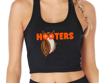 Sked och gaffel Clip Art Hooters Grafik Sexig Slim Crop Top Dam Rolig Stygg Träningslinnen Mode Sportlinne