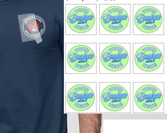 9 st. anpassade stryk-på-stickers 10 x 10 cm med din logotyp, personliga kunder för t-shirts, bröstlogotyp, stryk-på-stickers, värmeöverföringsklistermärken