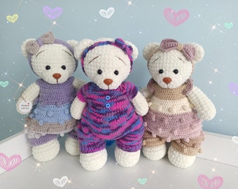 Crochet Teddy Bear, Stuffed Animals, Plush toy for babies and children