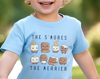 Kid's and Toddler's The S'mores The Merrier Shirt, Camping T-Shirt for the Lil' Ones, Cute and Fun Tee for the Next Outdoor or Camp Activity