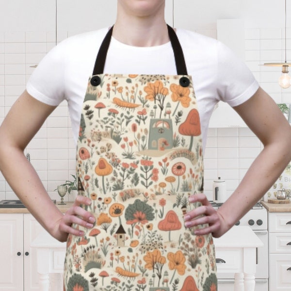 Cottagecore Apron, Cook in Rustic Style with our Cottagecore-Themed Apron, Nature-Inspired Apron, Floral Apron, Gift for Cook, Cooking Gift