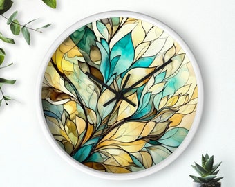 Stained Glass-Inspired Wall Clock - Captivating Elegance and Timeless Charm, Home Decor Timepiece with Translucent Layers, Flower Design
