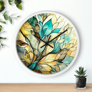 Stained Glass-Inspired Wall Clock - Captivating Elegance and Timeless Charm, Home Decor Timepiece with Translucent Layers, Flower Design