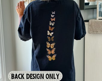 Comfort Colors Butterfly Dreams T-Shirt Back Design, Line of Butterflies, Gift for Nature Lover, Monarch Papillon Top, EntomologyTee