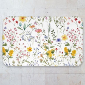 Wildflowers Bath Mat, Bath Accessory, Bath Decor, Floral Bath Mat, Botanical Bath Mat Matches with Our Wildflowers Shower Curtain