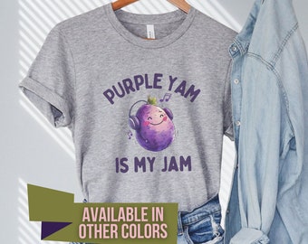 Chemise mauve Is My Jam, Jammin' Yam mignon, cadeau pour les amateurs d'Ube ou les gourmands et les amateurs de musique, t-shirt de cuisine philippine ou fabricant de desserts