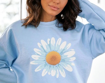 Felpa con margherite, maglietta a fiori, maglietta con fiori di campo, felpa floreale, top botanico, graziosa felpa regalo, maglietta floreale da donna, maglietta boho