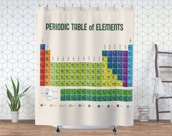 Periodic Table Shower Curtain, Colorful Chemistry Tool for Chemical Elements Where Science meets Your Bathroom Style, Gift for Chem Lovers