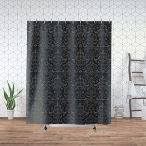 Ornate Damask Shower Curtain, Gothic Shower Curtain, Black & Gray Shower Curtain, Baroque Style, Great Housewarming Gift, Bath Decor