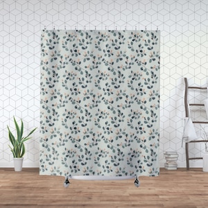 Grüner Eukalyptus Duschvorhang, ruhige Oase Badezimmer Dekor, Natur inspiriert Badvorhang, Geschenk für neue Hausbesitzer, Housewarming Geschenk