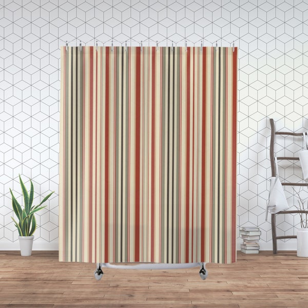 Simple Modern Classic Stripes Shower Curtain, Contemporary Shower Curtain, Bathroom Curtain, Bath Curtain, Housewarming Gift, Bath Decor