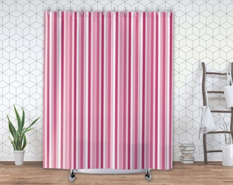 Elegance in Pink Stripes Shower Curtain, Simple Pretty Decor for Bathroom, Chic Stylish Bath Decoration or Housewarming Gift for New Home
