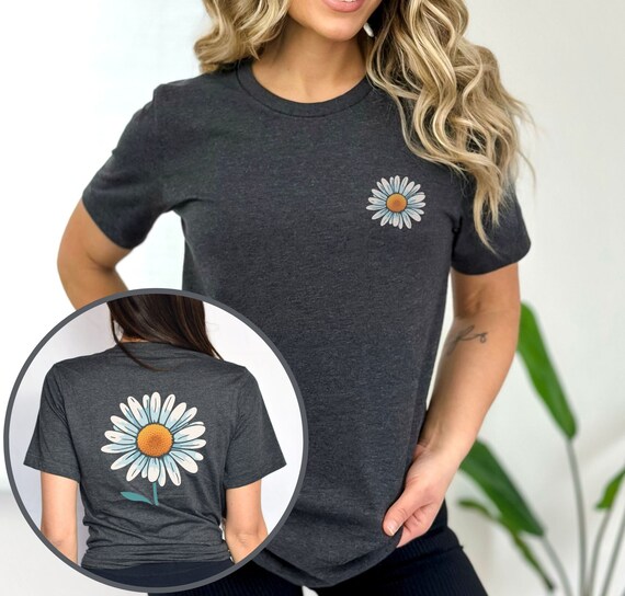 Daisy Flower Shirt Front & Back Floral Tee, Botanical T-shirt