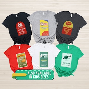 Group Filipino Condiments Shirt, Pinoy Halloween Family or Couple Costume, Group Matching T-Shirts, Toyo, Suka, Patis, Sarsa, Banana Ketchup