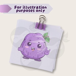 Cute Purple Yam Clipart, Smiling Cartoon Ube with Leaves Digital Download PNG File Graphic image 2