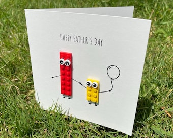 Father's Day card featuring genuine LEGO pieces, LEGO card, Fathers day, Dad card, Daddy card, LEGO Father's Day card, fun lego, lego dad