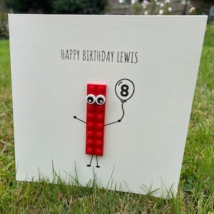 Carte d'anniversaire personnalisée avec de véritables pièces LEGO, carte LEGO, carte d'anniversaire LEGO, 5e anniversaire, 6e anniversaire, 7e anniversaire, carte amusante
