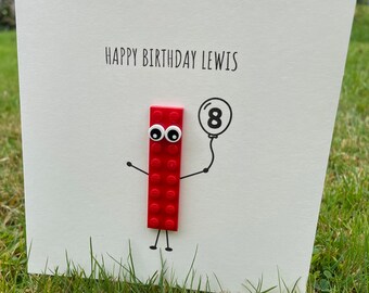 Personalised birthday card featuring genuine LEGO pieces, LEGO card, LEGO birthday card, 5th birthday, 6th birthday, 7th birthday, fun card