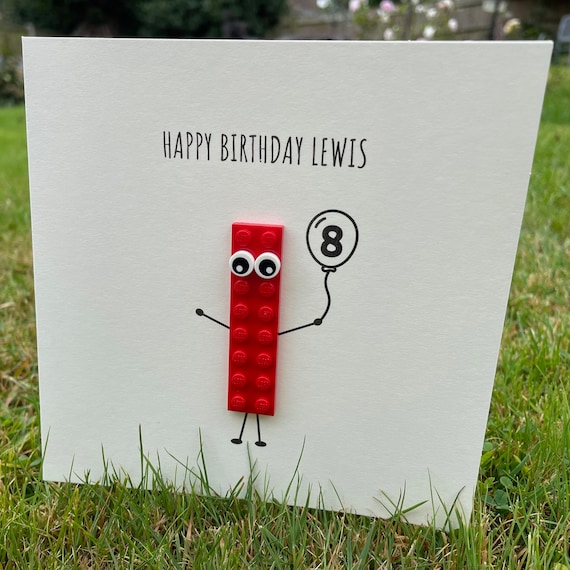 Personalised birthday card featuring genuine LEGO pieces, LEGO card, LEGO birthday card, 5th birthday, 6th birthday, 7th birthday, fun card