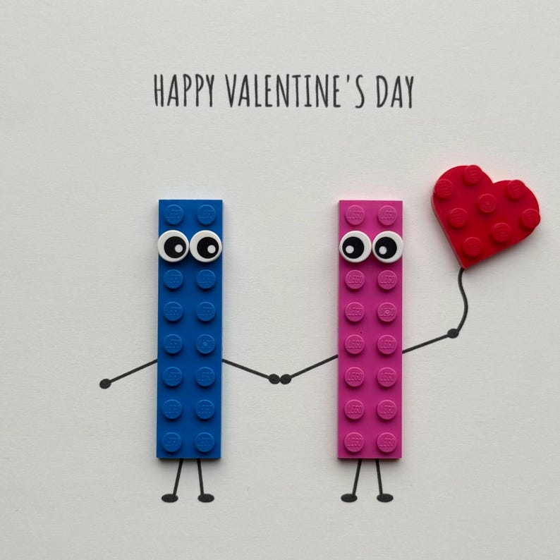 Customisable Valentine’s Day card with genuine LEGO pieces,LEGO card,LEGO valentines card, husband wife, boyfriend girlfriend, couple, heart image 8