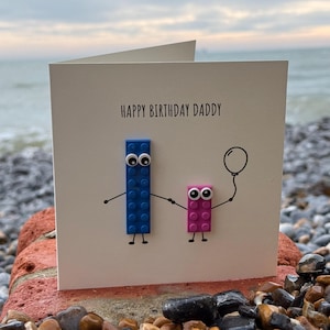 Personalised Dad/Daddy birthday card with genuine LEGO pieces (1 child), LEGO card, daddy birthday card, Dad card, Daddy card, lego dad