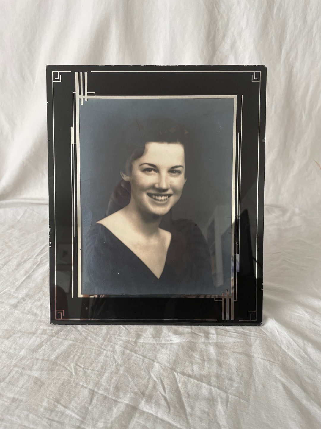 Art Deco Reverse Painted Picture Frame Etsy