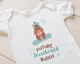 Snowboard baby bodysuit, future snowboard buddy, baby gifts, birth gifts, snowboard baby clothes, snowboard baptism gift, winter